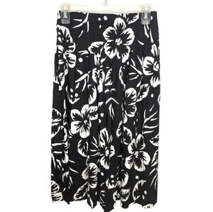 California Krush Midi Hawaiian Floral Tropical Skirt elastic waist womans small